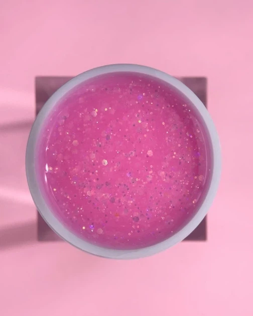 Гель с блестками №4 (Розовый) Diamond Gel LunaMoon на 15 мл, выравнивание и наращивание ногтей - изображение 3