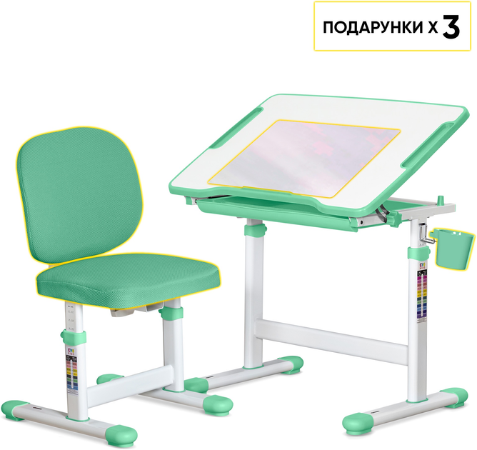 Комплект Evo-Kids стол + стул Evo-06 Plus Green (Evo-06 Plus Z) - изображение 4