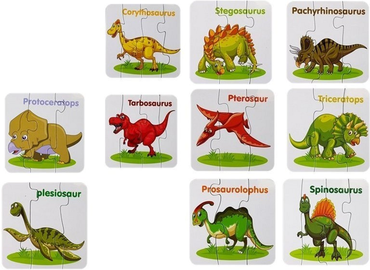 Розвиваючий пазл Lean Toys Динозаври 10 з'єднань 7812 (англійська версія) (5903802454031) - зображення 6