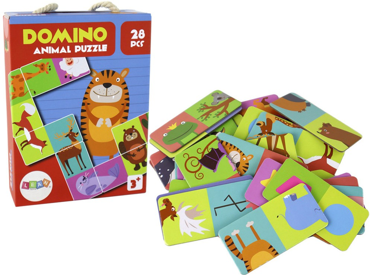 Пазл Lean Toys Двостороннє доміно тварини 10 см х 5 см 28 елементів 16515 (5905884450246) - зображення 2