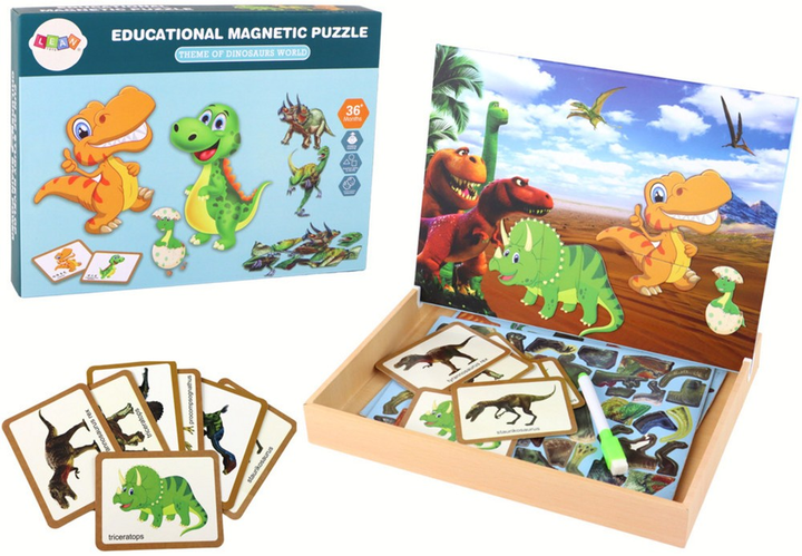 Набір магнітних пазлів Lean Toys Динозаври 36 елементів 16662 (5905884452486) - зображення 2