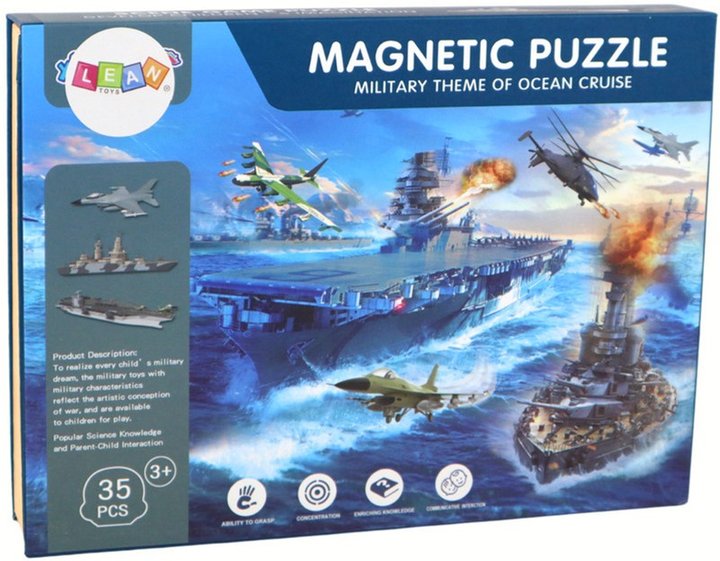 Набір магнітних пазлів Lean Toys Військові кораблі 35 елементів 16667 (5905884452530) - зображення 1