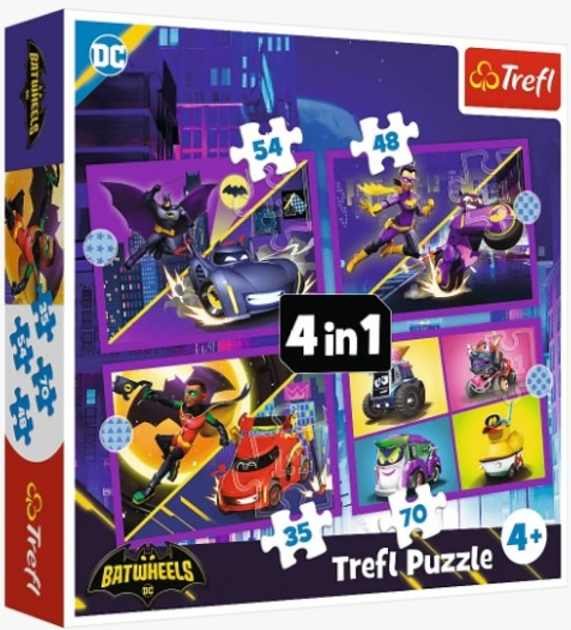 Zestaw Puzzle Trefl Poznaj Batwheels 4w1 35/48/54/70 elementów 34658 (5900511346589) - obraz 1