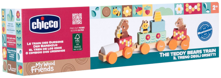 Zabawka Chicco My Wood Friends Drewniany pociąg z wagonami i figurkami (8058664177813) - obraz 1