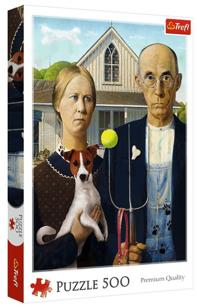 Puzzle Trefl American Gothic Psia Edycja 500 elementów 37526 (5900511375268) - obraz 1