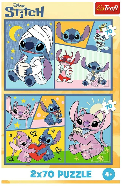 Zestaw Puzzle Trefl Lilo and Stitch ze Stitchem nie ma nudy 2 x 70 elementów 34444 (5900511344448) - obraz 4