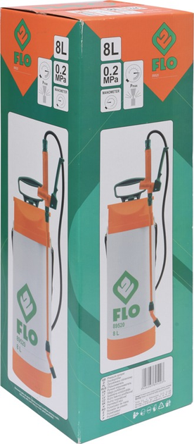 Opryskiwacz ciśnieniowy FLO z manometrem 8 l (89520) (5906083895203) - obraz 2