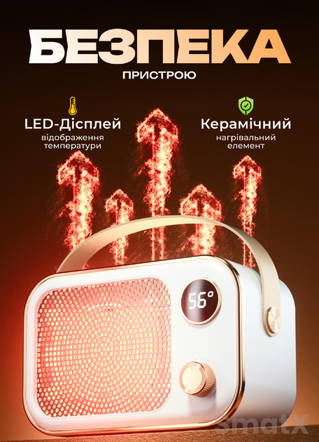 Электрический обогреватель керамический SmartX тепловентилятор 1200Вт White - изображение 2
