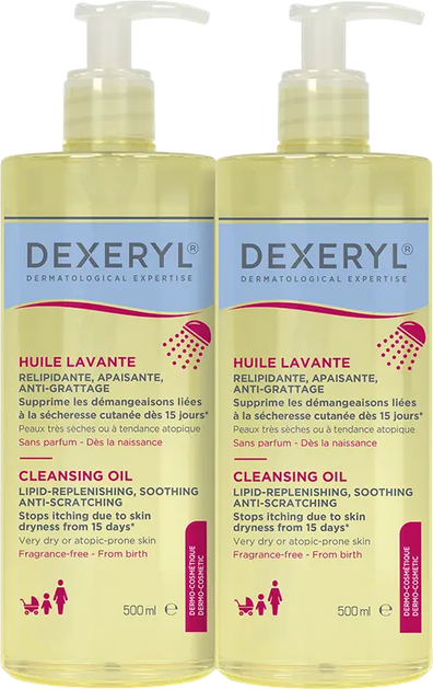 Zestaw olejków do kąpieli Dexeryl oczyszczający 2 x 500 ml (ZES3573994008668) - obraz 1