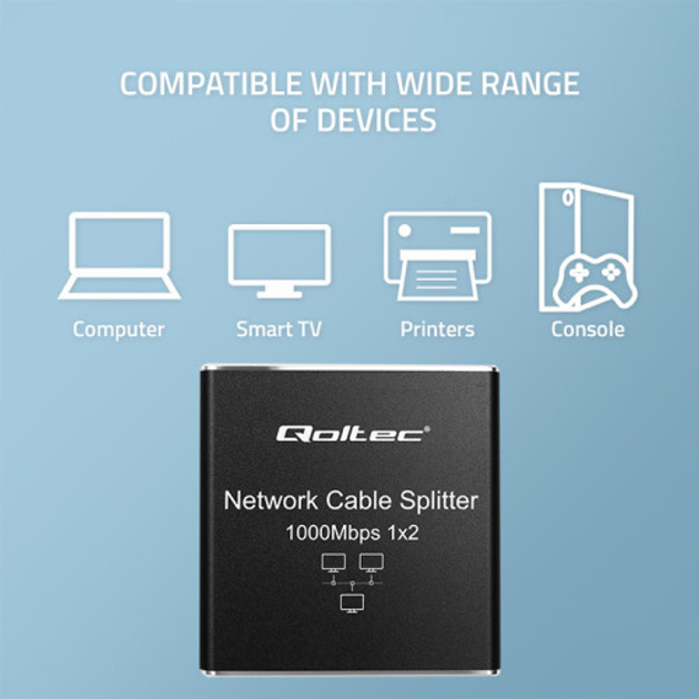 Rozdzielacz sieciowy Qoltec Ethernet mini SWITCH 1x2 RJ45 1000Mb/s USB-C (5901878522494) - obraz 4