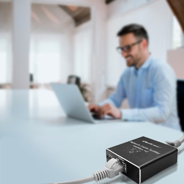 Rozdzielacz sieciowy Qoltec Ethernet mini SWITCH 1x2 RJ45 1000Mb/s USB-C (5901878522494) - obraz 10