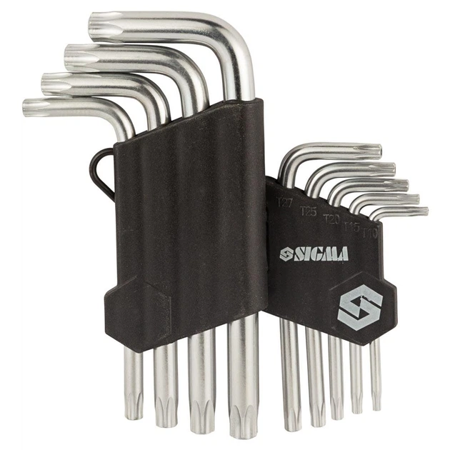 Ключи TORX 9шт T10-T50 мм CrV (короткие с отверстием) SIGMA (4022211) 1482327 - изображение 4