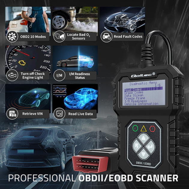 Skaner samochodowy Qoltec Digital OBD2 EOBD diagnostic Tester Interface ProLine 8V-25V Dual System (5901878506845) - obraz 8