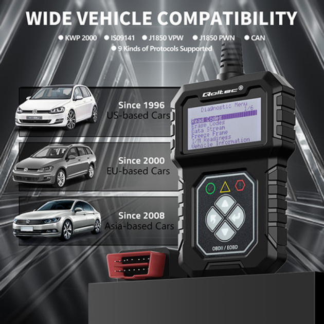 Skaner samochodowy Qoltec Digital OBD2 EOBD diagnostic Tester Interface ProLine 8V-25V Dual System (5901878506845) - obraz 11