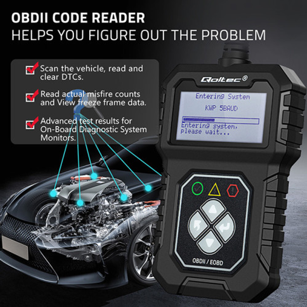 Skaner samochodowy Qoltec Digital OBD2 EOBD diagnostic Tester Interface ProLine 8V-25V Dual System (5901878506845) - obraz 12
