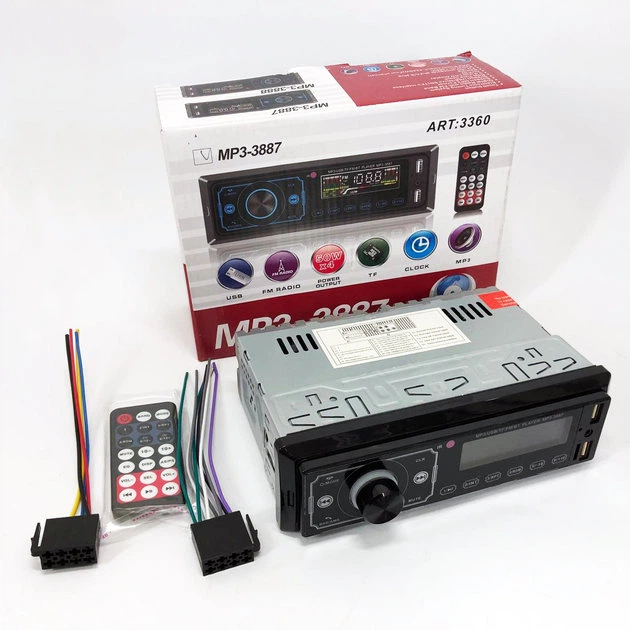 Автомагнитола Магнитола с пультом MP3-3887 ISO+FM+USB+SD+AUX+Bluetooth microSD 4x50Вт 1Din MUTE сенсорный дисплей - изображение 2