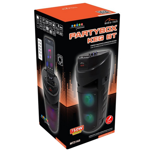Акустична система 1.0 Media-Tech 30W, Bluetooth/FM/AUX/SD/USB/КАРАОКЕ/LED чорна - зображення 7