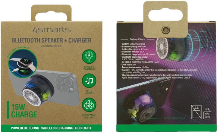 Портативна колонка 4smarts SoundCharge MagSafe RGB Black (4252011910717) - зображення 3