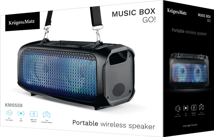 Głośnik przenośny Kruger&Matz Music Box GO! Black (KM0559) - obraz 6
