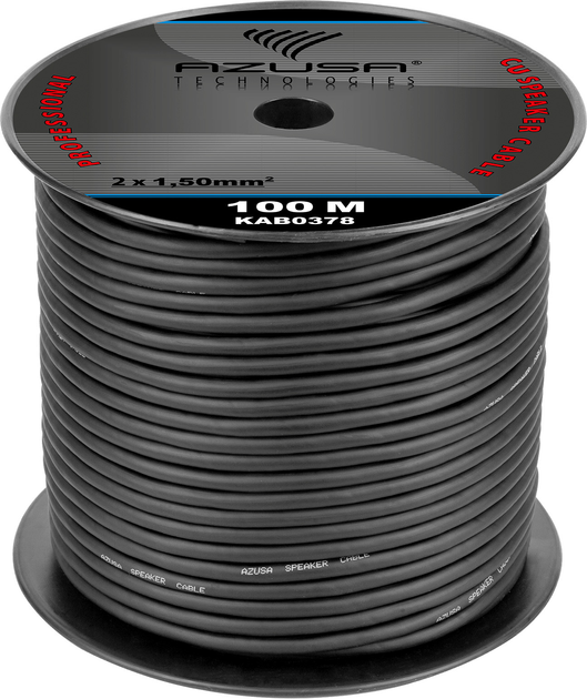 Kabel głośnikowy Azusa 2 x 1.5 mm 100 mBlack (5901436734390) - obraz 1