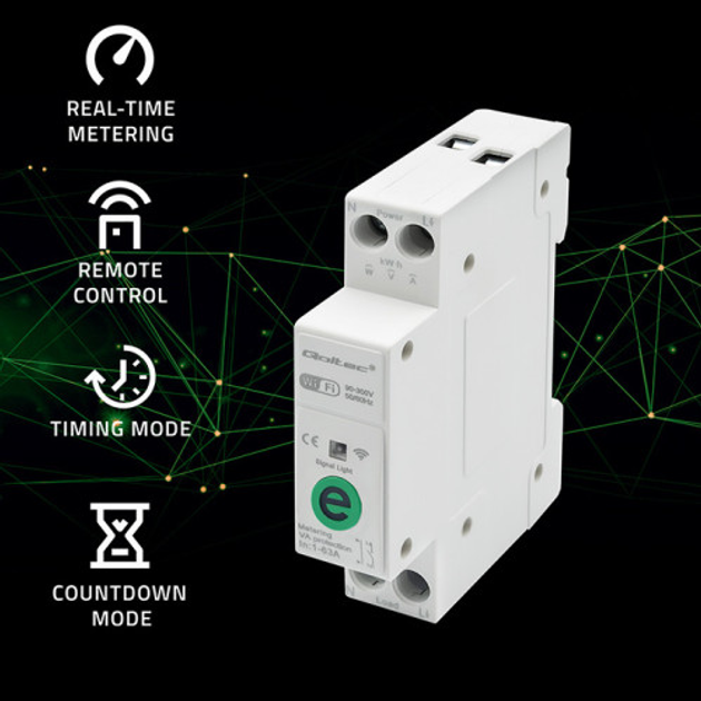 Wi-Fi реле з лічильником Qoltec Wi-fi DIN rail relay with electricity meter 63A eWeLink by Sonoff (5901878509914) - зображення 7