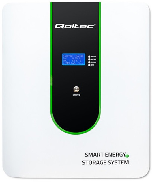 Система накопичення енергії Qoltec Stable Energy storage LiFePO4 5.12kWh 51.2V 100Ah BMS LCD (5901878538600) - зображення 1
