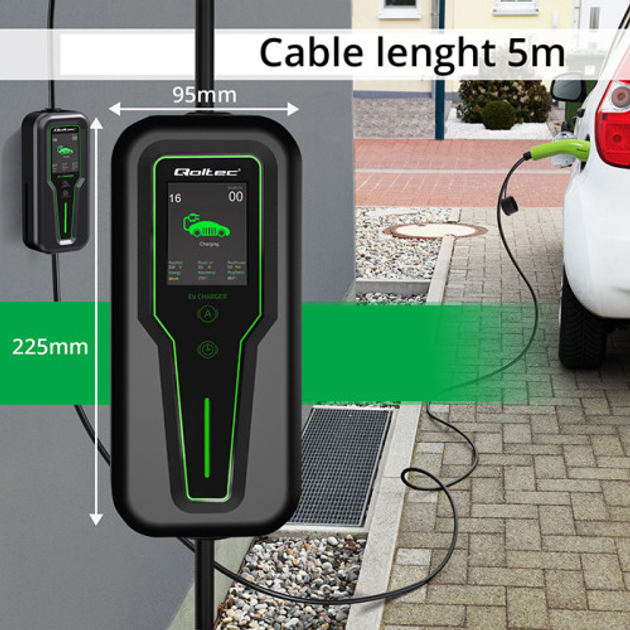 Mobilna ładowarka do samochodu elektrycznego Qoltec EV z regulacją 2 w 1 Typ 2 3.5 kW 5 m (5901878524658) - obraz 6