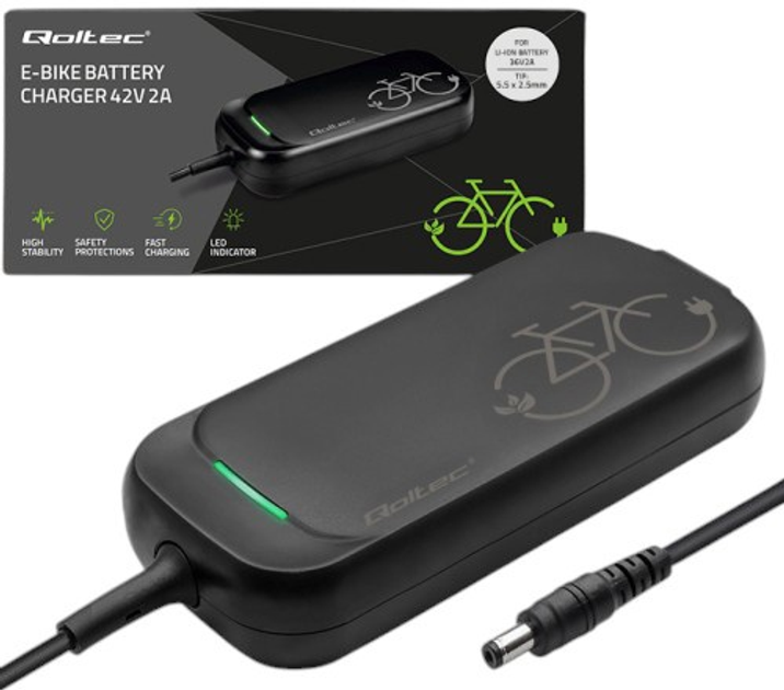 Zasilacz do roweru elektrycznego Qoltec Charger for e-bike, electric scooter 36V / 42V 2A 5.5*2.5 (5901878503332) - obraz 1