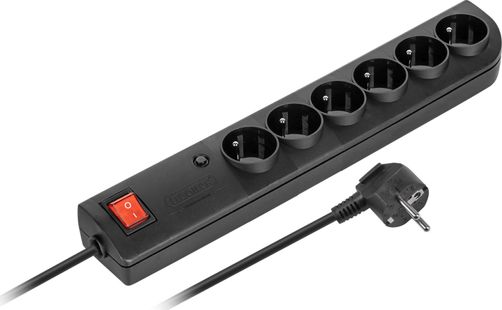 Listwa przeciwprzepięciowa Elgotech 6 gniazd 1.5 m Black (5902694003389) - obraz 1