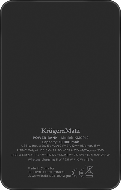 Powerbank Kruger&Matz MagSafe 10000 mAh 22.5 W Black (KM0912) - obraz 4