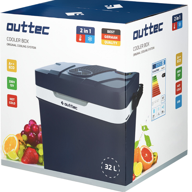 Автохолодильник Outtec 32 L Blue 12В/220В з дисплеєм та USB-портом - изображение 3