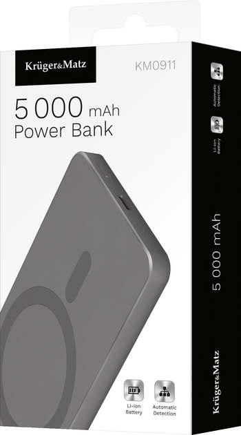 УМБ Kruger&Matz MagSafe 5000 мАг 20 Вт Gray (KM0911) - зображення 6