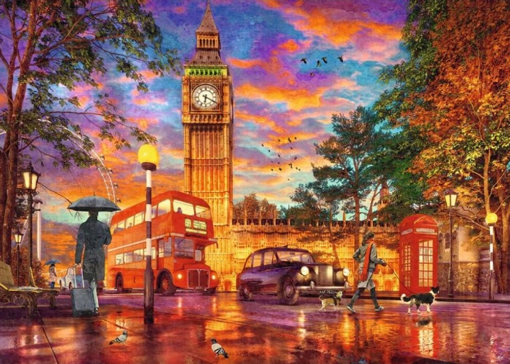 Puzzle Ravensburger Zachód słońca na Parliament Square Londyn 1000 elementów 12000184 (4005555001843) - obraz 1