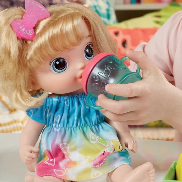 Lalka Bobas Hasbro Baby Alive Fruity Sips Apple Blonde Hair Doll 30 cm F7356 (5010996100467) - obraz 3
