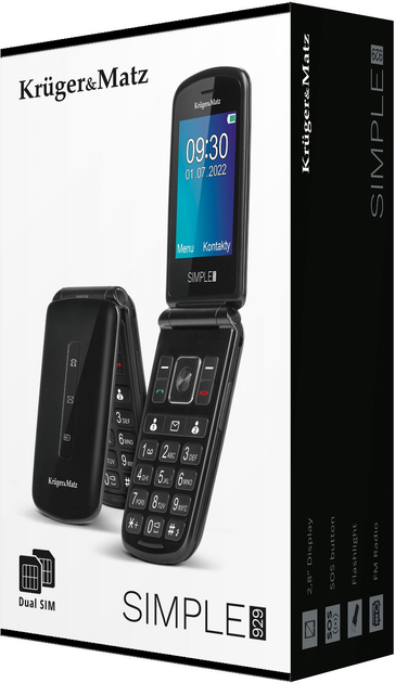 Telefon komórkowy Kruger&Matz Simple 929 dla seniora Black (5901890118491) - obraz 7