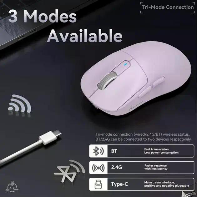 Беспроводная игровая мышь Attack Shark X3 PAW3395 26000dpi + стикеры Purple - изображение 4