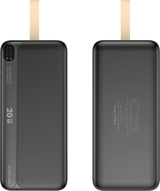 Powerbank Kruger&Matz Li-pol QC/PD 40000 mAh 22.5 W Black (KM0908) - obraz 5