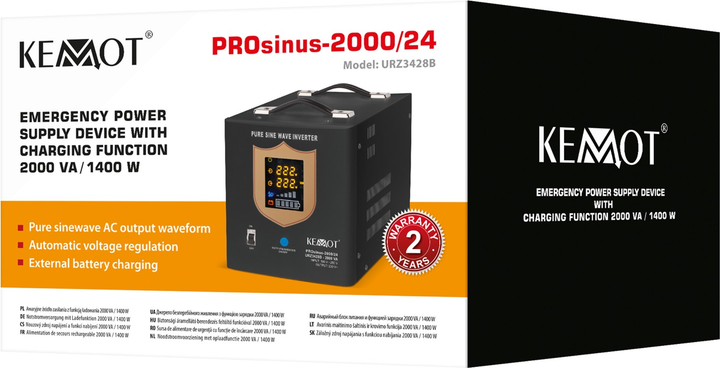 ДБЖ Kemot PROsinus-2000/24 1400 Вт/2000 ВА Black (URZ3428B) - зображення 4