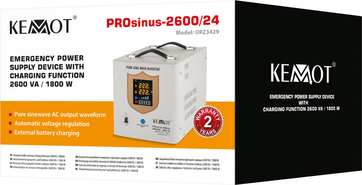 ДБЖ Kemot PROsinus-2600/24 1800 Вт/2600 ВА White (URZ3429) - зображення 4