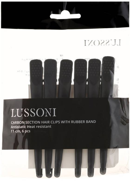 Карбонові затискачі для волосся Lussoni Carbon Section чорні 6 шт (5903018916811) - зображення 2