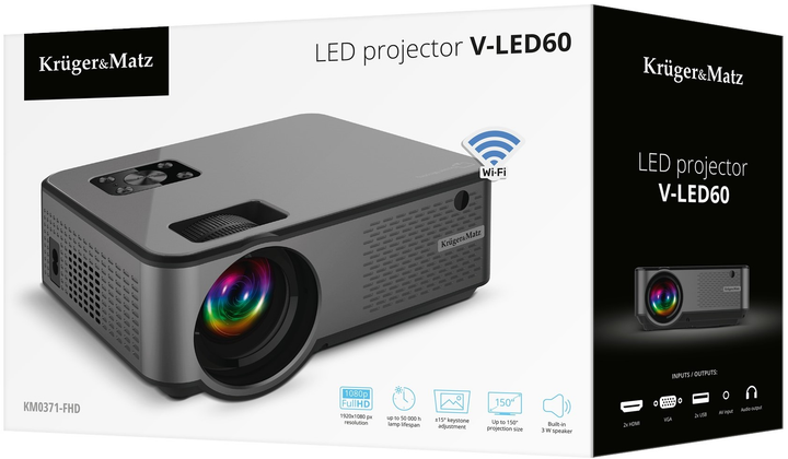 Проєктор Kruger&Matz V-LED60 (5901890104791) - зображення 9