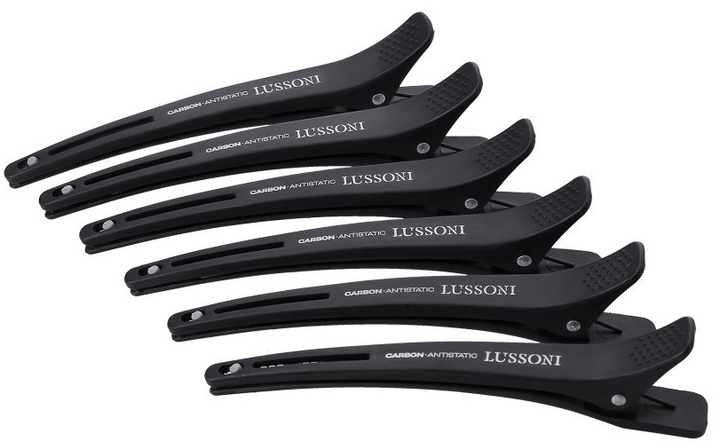 Карбонові затискачі для волосся Lussoni Carbon Section чорні 6 шт (5903018916811) - зображення 1