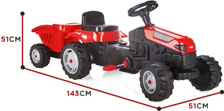 Traktor na pedaly Woopie Farmer GoTrac Maxi Plus z przyczepa Czerwony (5904326941625) (955555907778466) - Outlet - obraz 3