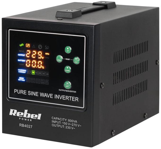 ДБЖ Rebel POWER-800-LFP4 RB‑4027 12V 230V 800VA/500W (5901890116336) - зображення 1