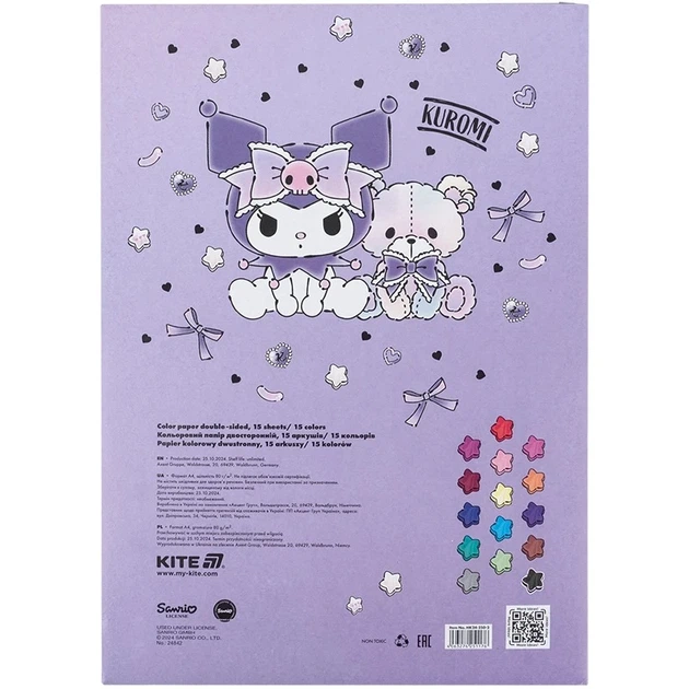 Папір кольоровий двосторонній Kite HK24-250-2 15 кольорів shop (4063276251176) - зображення 4