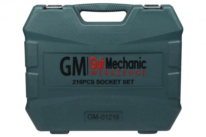 Набір інструментів GUT MECHANIC 216 шт — тріскачки, головки, біти