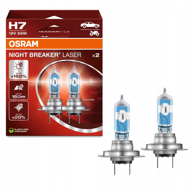 Żarówka halogenowa OSRAM H7 12V 55W PX26d NIGHT BREAKER LASER +150% 2 szt (64210NL-2HB) (4062172387590) - obraz 2