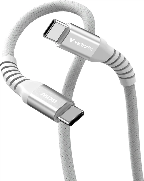Кабель Verbatim 60 Вт, USB-C–USB-C, 120 см Сірий (31850) - зображення 2