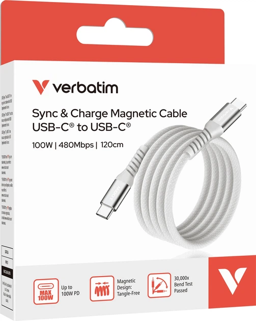 Кабель Verbatim 100 Вт, USB-C–USB-C, 120 см Сірий (31854) - зображення 3