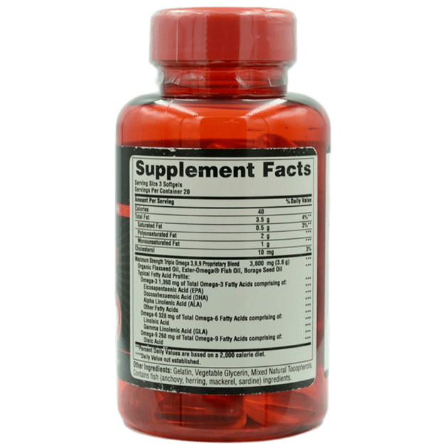 Омега Puritan's Pride Triple Omega 3-6-9 Maximum Strength, 120 капс. - зображення 2